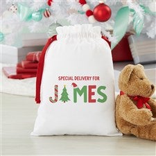 The Joys Of Christmas Personalized Canvas Drawstring Santa Sack - Small - 37338-S