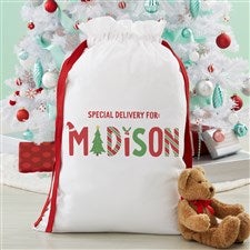 The Joys Of Christmas Personalized Canvas Drawstring Santa Sack - 37338