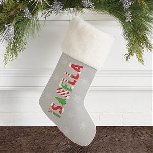 The Joys Of Christmas Personalized Ivory Faux Fur Christmas Stocking - 37342-IF