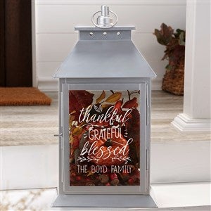 Thankful Personalized Silver Decorative Candle Lantern - 37397-S