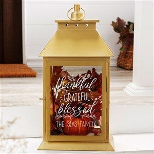 Thankful Personalized Gold Decorative Candle Lantern - 37397-G