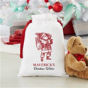 Retro Santa Personalized Canvas Santa Sack - Small - 37488-S