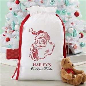 Retro Santa Personalized Canvas Drawstring Santa Sack - 37488