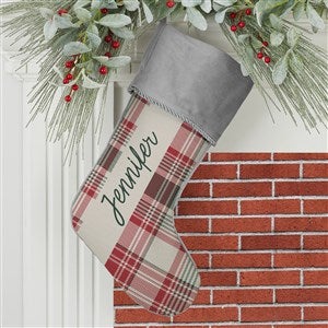 Fresh Plaid Personalized Grey Christmas Stockings - 37498-GR