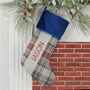 Fresh Plaid Personalized Blue Christmas Stockings - 37498-BL
