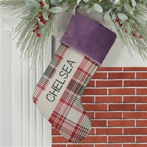 Fresh Plaid Personalized Purple Christmas Stockings - 37498-P