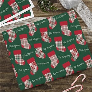 Fresh Plaid Personalized Christmas Wrapping Paper Sheets- Set of 3 - 37499-S