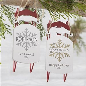 Silver  Gold Snowflake Personalized Vintage Sled Ornament - 37608