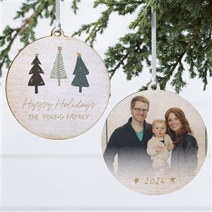 Christmas Aspen Personalized Photo Ornament- 3.75quot; Wood - 2 Sided - 37654-2W
