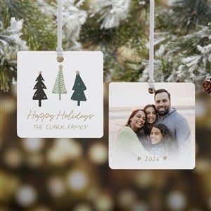 Christmas Aspen Personalized Square Photo Ornament- 2.75quot; Metal - 2 Sided - 37654-2M