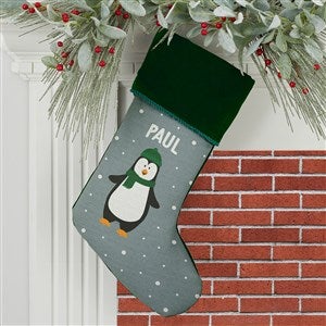 Santa and Friends Personalized Green Christmas Stockings - 37671-G