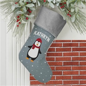 Santa and Friends Personalized Grey Christmas Stockings - 37671-GR