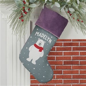 Santa and Friends Personalized Purple Christmas Stockings - 37671-P
