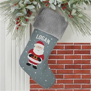 Santa and Friends Personalized Grey Faux Fur Christmas Stockings - 37671-GF