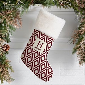Christmas Custom Pattern Personalized Ivory Faux Fur Christmas Stockings - 37676-IF