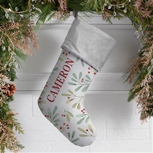 Watercolor Foliage Personalized Grey Christmas Stockings - 37678-GR