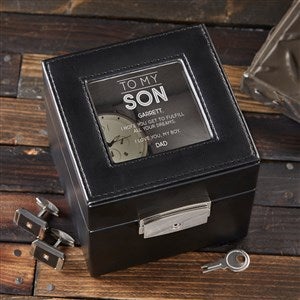 To My Son Personalized Leather 2 Slot Watch Box - 37696-2