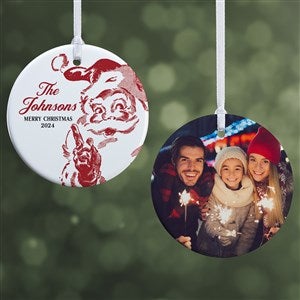 Retro Santa Personalized Ornament- 2.85quot; Glossy - 2 Sided - 37728-2S