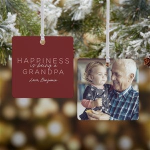 Happiness Is Being A Grandparent Personalized Ornament- 2.75quot; Metal - 2 Sided - 37732-2M