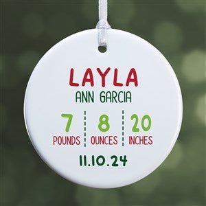 Newly Loved Baby Info Personalized Christmas Ornament- 2.85 Glossy - 1 Sided - 37734-1S