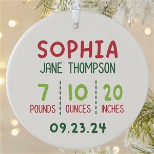 Newly Loved Baby Info Personalized Christmas Ornament- 3.75 Matte - 1 Sided - 37734-1L