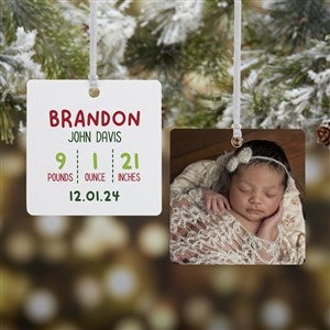 Newly Loved Baby Info Personalized Christmas Ornament- 2.75 Metal - 2 Sided - 37734-2M