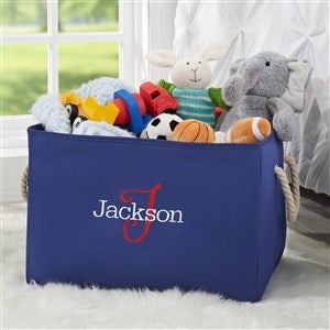Playful Name Embroidered Kids Room Storage Tote- Blue - 37736-B