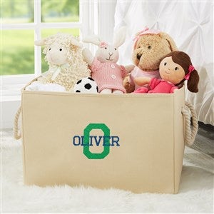 Playful Name Embroidered Kids Room Storage Tote- Natural - 37736