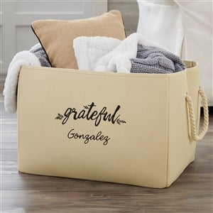 Cozy Home Embroidered Storage Tote- Natural - 37745