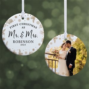 Gold Foliage Wedding Personalized Ornament- 2.85 Glossy - 2 Sided - 37747-2S