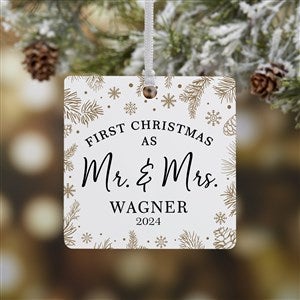 Gold Foliage Wedding Personalized Ornament- 2.75quot; Metal - 1 Sided - 37747-1M