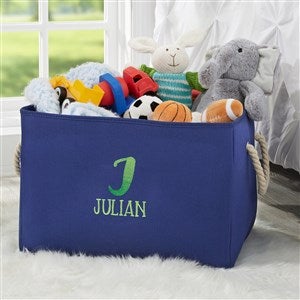 Ombre Initial Embroidered Kids Room Storage Tote- Blue - 37749-B