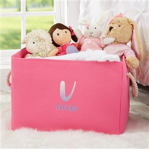 Ombre Initial Embroidered Kids Room Storage Tote- Pink - 37749-P