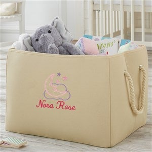 Moon & Stars Embroidered Kids Room Storage Tote- Natural - 37751