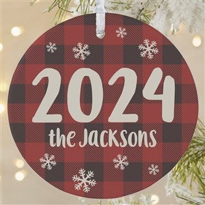 Buffalo Plaid Family Personalized Year Ornament- 3.75 Matte - 1 Sided - 37764-1L