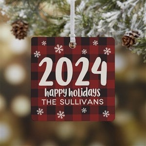 Buffalo Plaid Family Personalized Year Ornament- 2.75 Metal - 1 Sided - 37764-1M