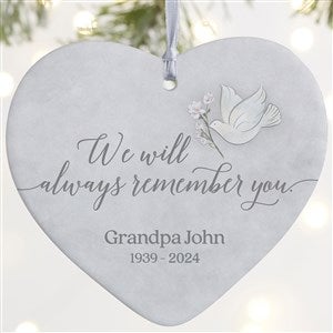 We Will Always Remember You Personalized Heart Ornament- 4quot; Matte - 1 Sided - 37769-1L