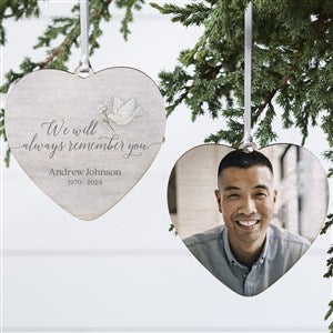 We Will Always Remember You Personalized Heart Ornament- 4quot; Wood - 2 Sided - 37769-2W