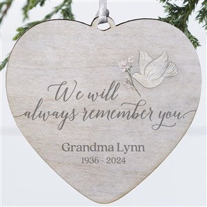 We Will Always Remember You Personalized Heart Ornament- 4 Wood - 1 Sided - 37769-1W