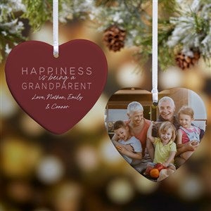 Happiness Is Being Grandparents Personalized Heart Ornament-3.25quot; Glossy-2 Sided - 37775-2