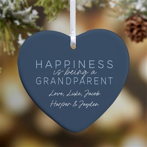 Happiness Is Being Grandparents Personalized Heart Ornament-3.25" Glossy-1 Sided - 37775-1