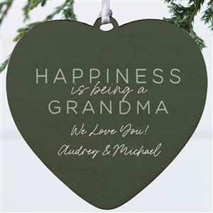 Happiness Is Being Grandparents Personalized Heart Ornament-4quot; Wood-1 Sided - 37775-1W