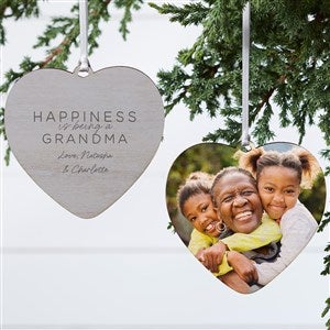 Happiness Is Being Grandparents Personalized Heart Ornament-4" Wood-2 Sided - 37775-2W
