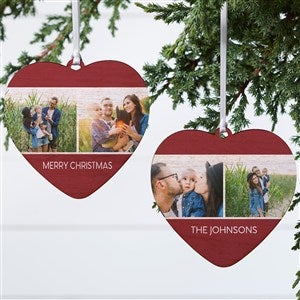 Family Photo Personalized Heart Ornament- 4quot; Wood - 2 Sided - 37782-2W