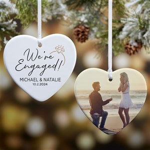 Were Engaged Personalized Photo Heart Ornament- 3.25quot; Glossy - 2 Sided - 37784-2