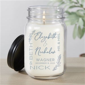 Elegant Couple Wedding Personalized Farmhouse Candle Jar - 37826