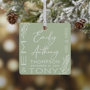Elegant Couple Wedding Personalized Square Ornament- 2.75 Metal - 1 Sided - 37839-1M
