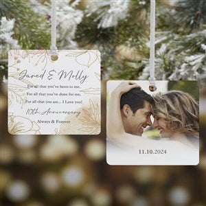 To My Parents Personalized Square Photo Ornament- 2.75 Metal - 2 Sided - 37883-2M