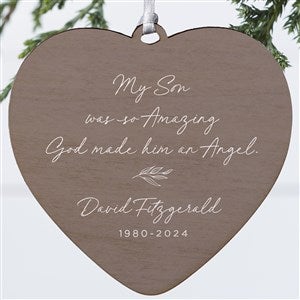 So Amazing God Made An Angel Personalized Heart Ornament- 4quot; Wood - 1 Sided - 37895-1W