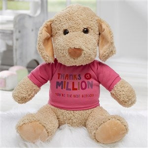 Many Thanks Personalized Plush Dog Stuffed Animal- Raspberry - 38059-RA
